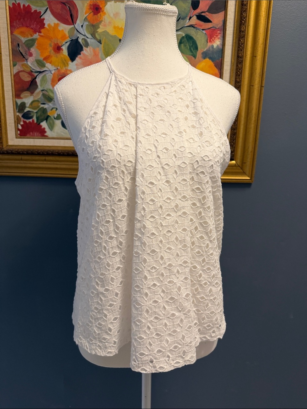 NSR White Eyelet Halter Camisole